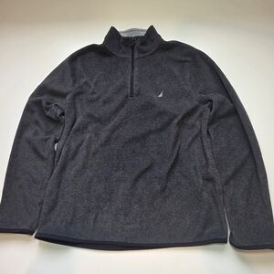 Nautica Dark Charcoal Gray Half-Zip Fleece Pullover